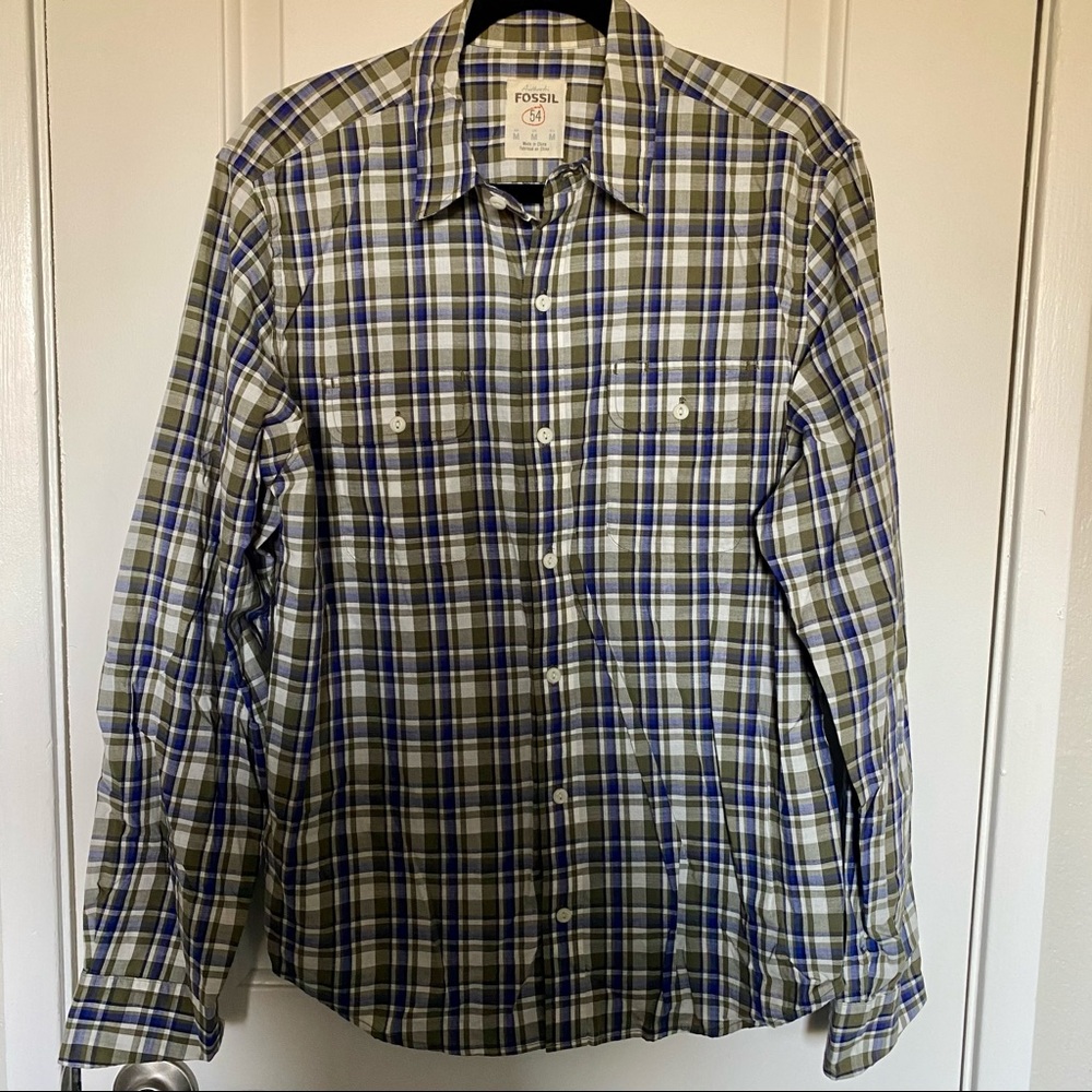 Fossil Casual Button Down Plaid Shirt
